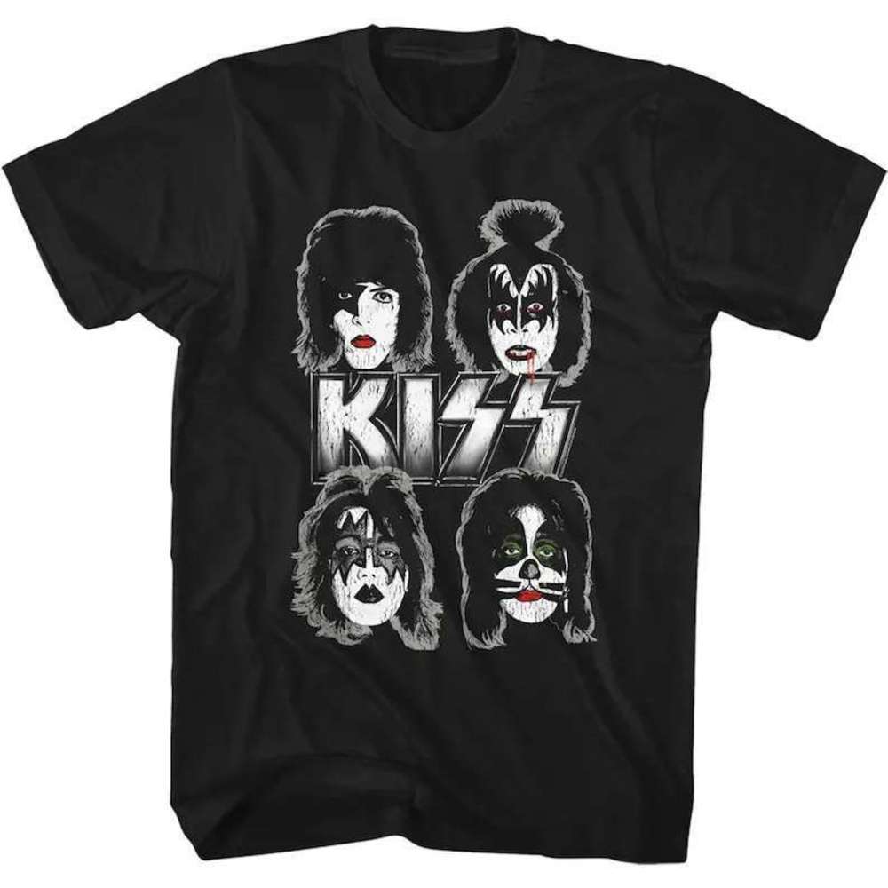 Kiss Band Faces Classic Rock Makeup Portrait Graphic T-Shirt